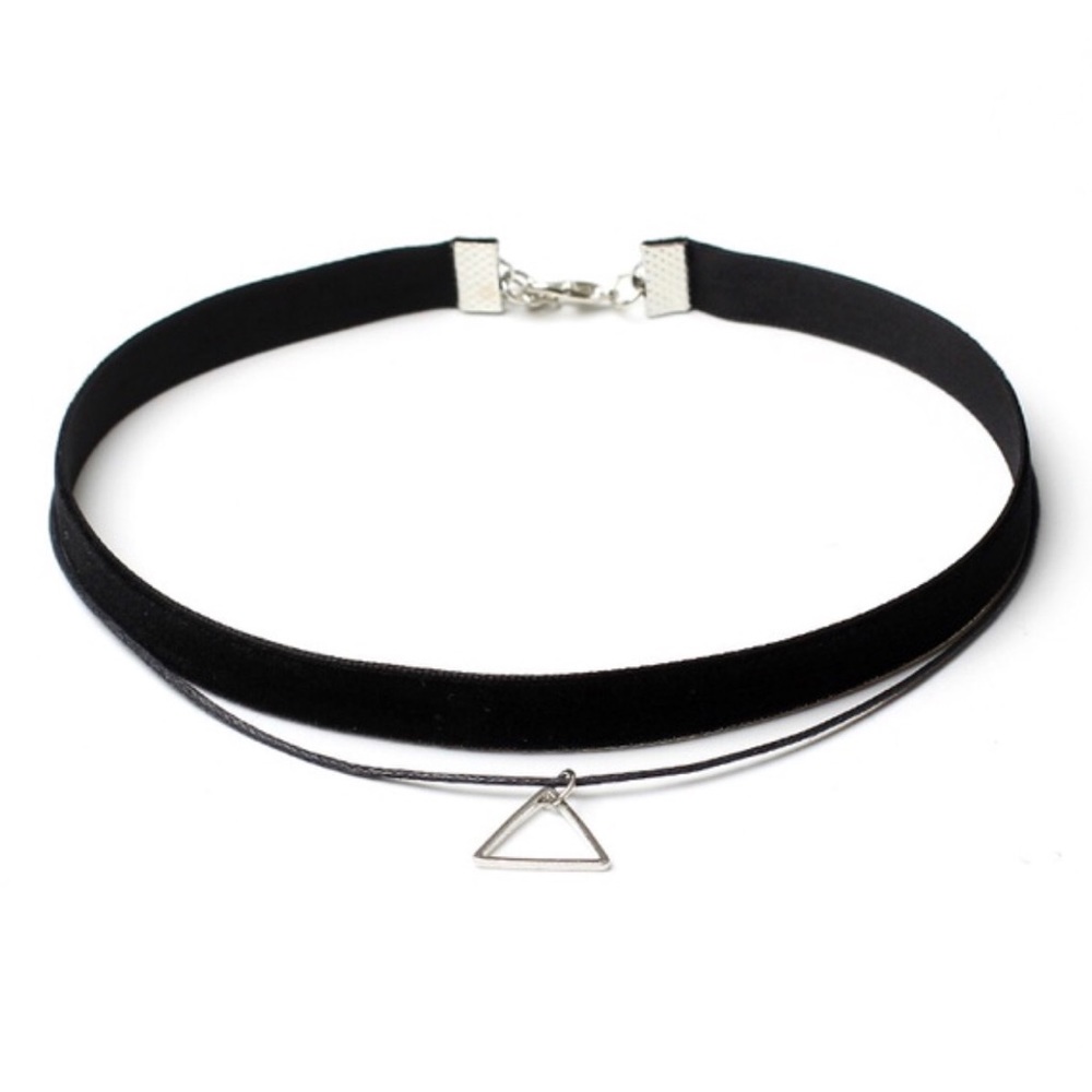Black Choker With Triangle Pendant